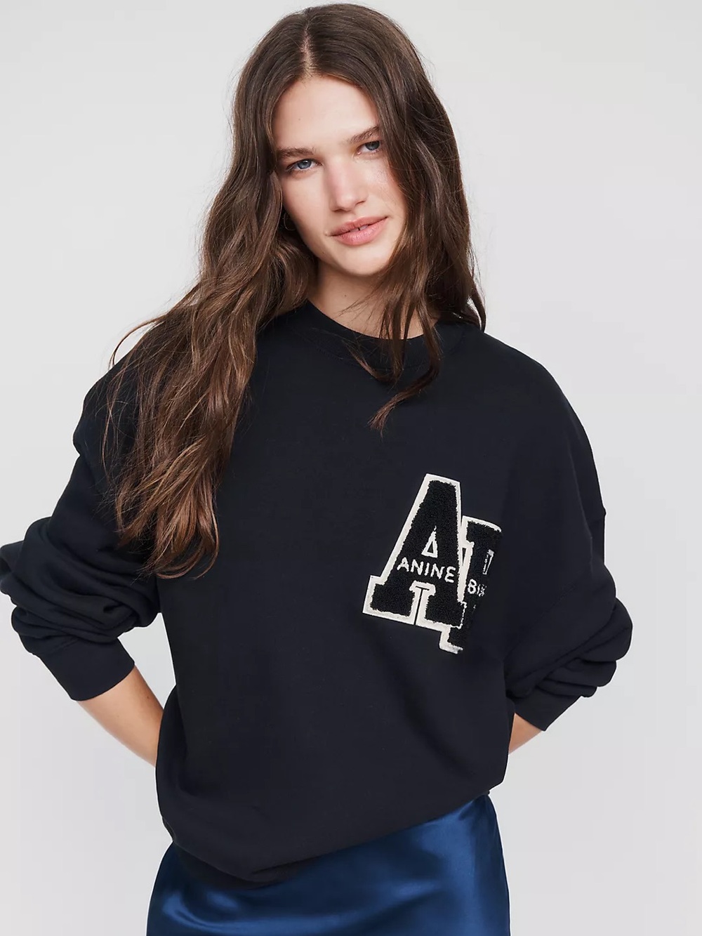 Anine Bing MILES SWEATSHIRT LETTERMAN- BLACK size S